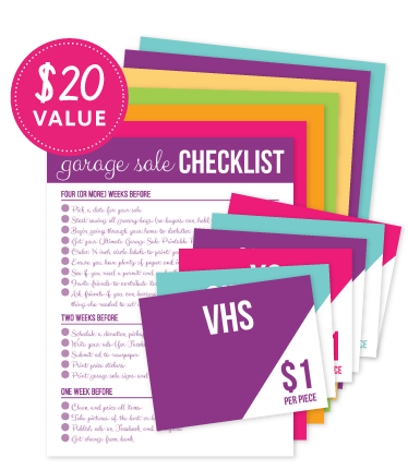 garage sale printable toolkit, $20 value