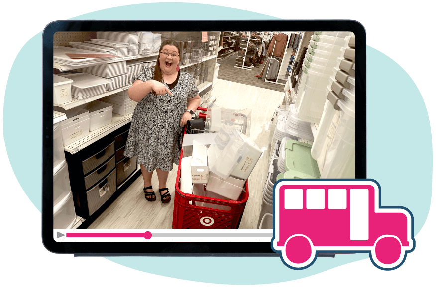 Mockup of a video of Laura shopping in Target