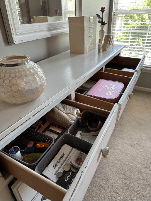 Bedroom vanity now organized and more spacious