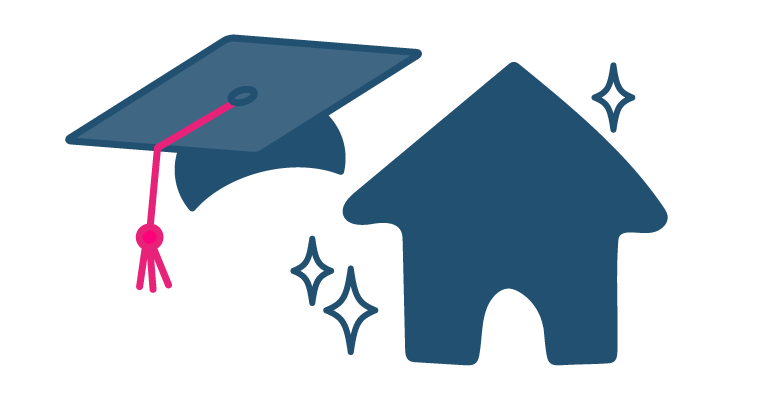 graduation cap and a sparkly clean home