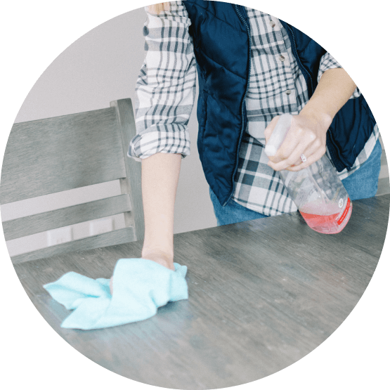 wiping a table clean