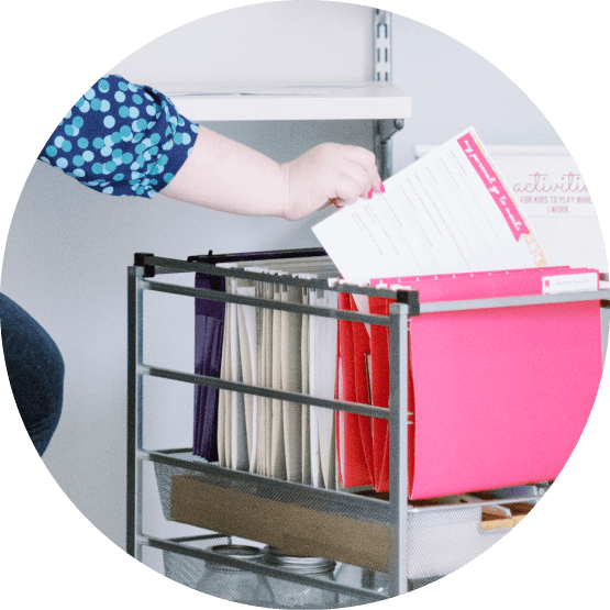 sorting papers into a filing system