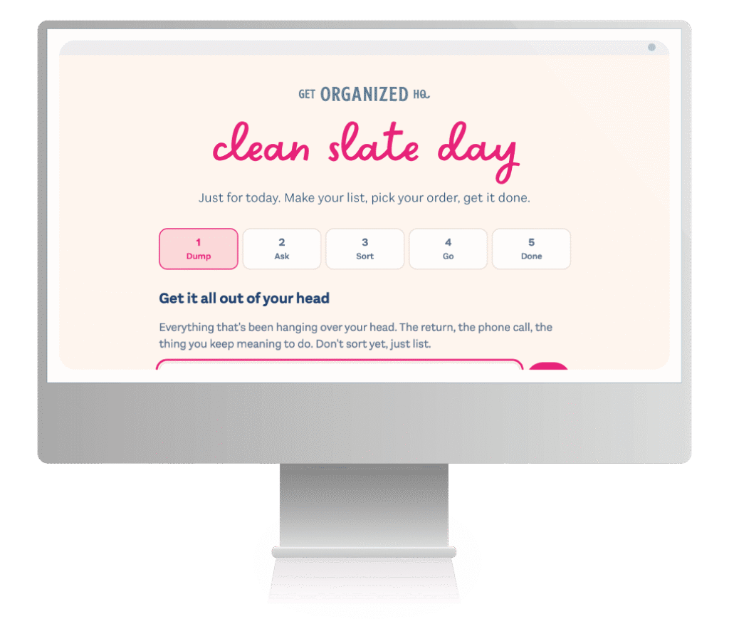 A mockup of the Clean Slate Day app pulled up on a computer.