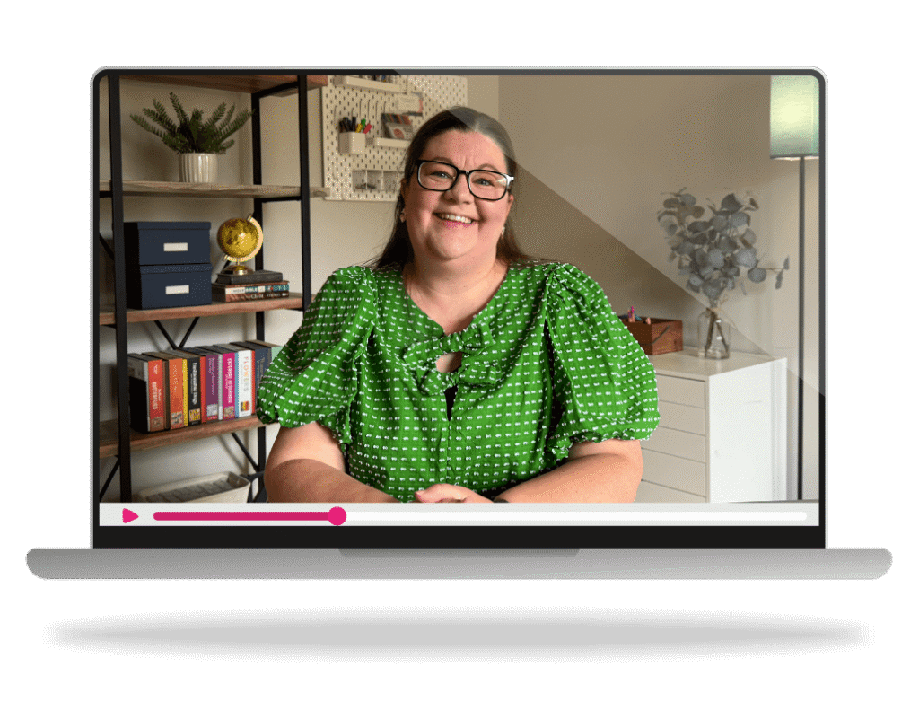 A mockup of a video of Laura in her home.